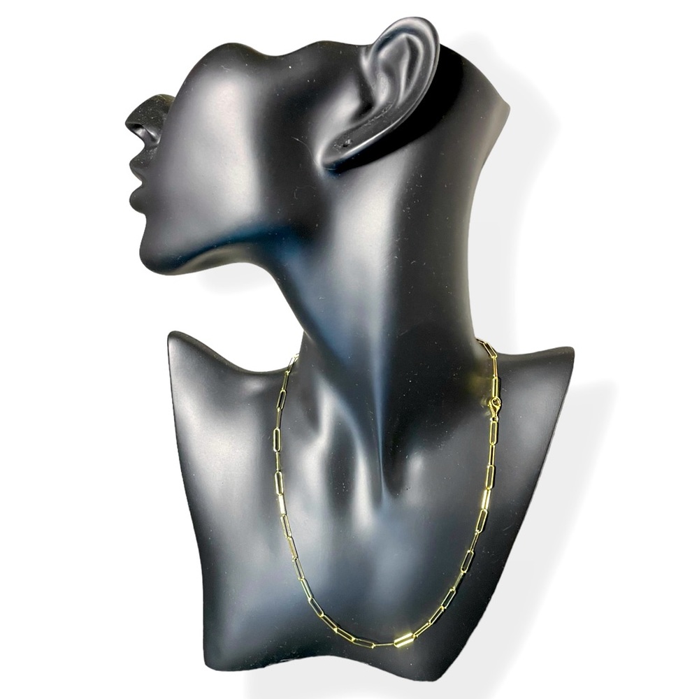 NWT Gold‎ Plated Sterling Silver Paperclip Link Chain Necklace ZB22000Y-7 18"